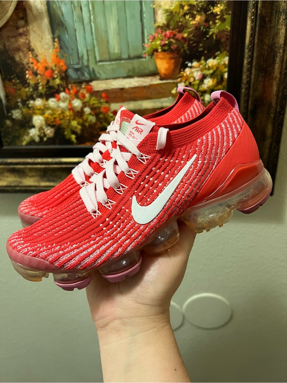 Nike Air VaporMax Flyknit 3 Track Red Magic Flamingo sneakers